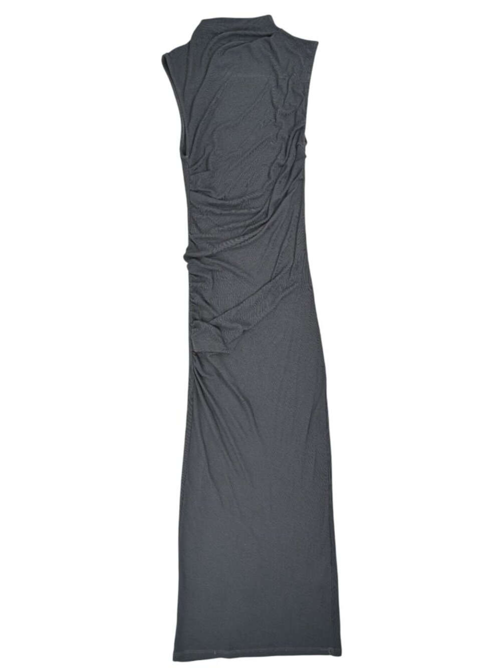 Enza Costa Silk Knit Sleeveless Twist Midi Dress in Grey
